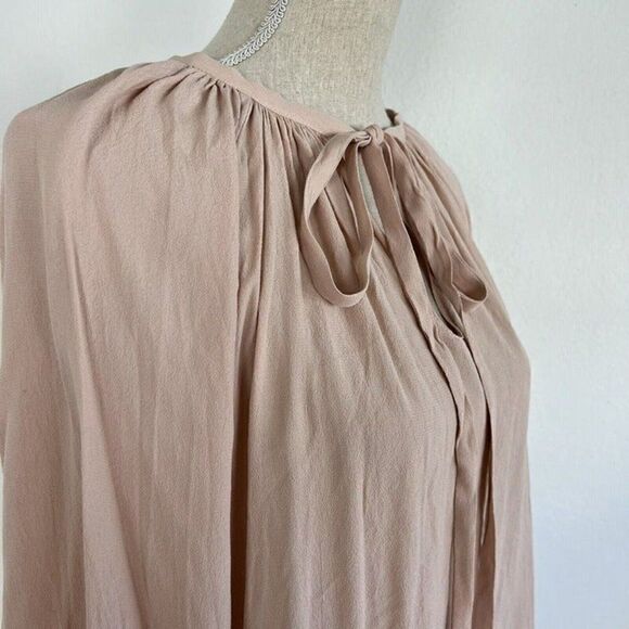 Muche Muchette Women's Pink Flowy Peasant Blouse Tassel Boho Shirt Top OS NWT - Picture 10 of 12